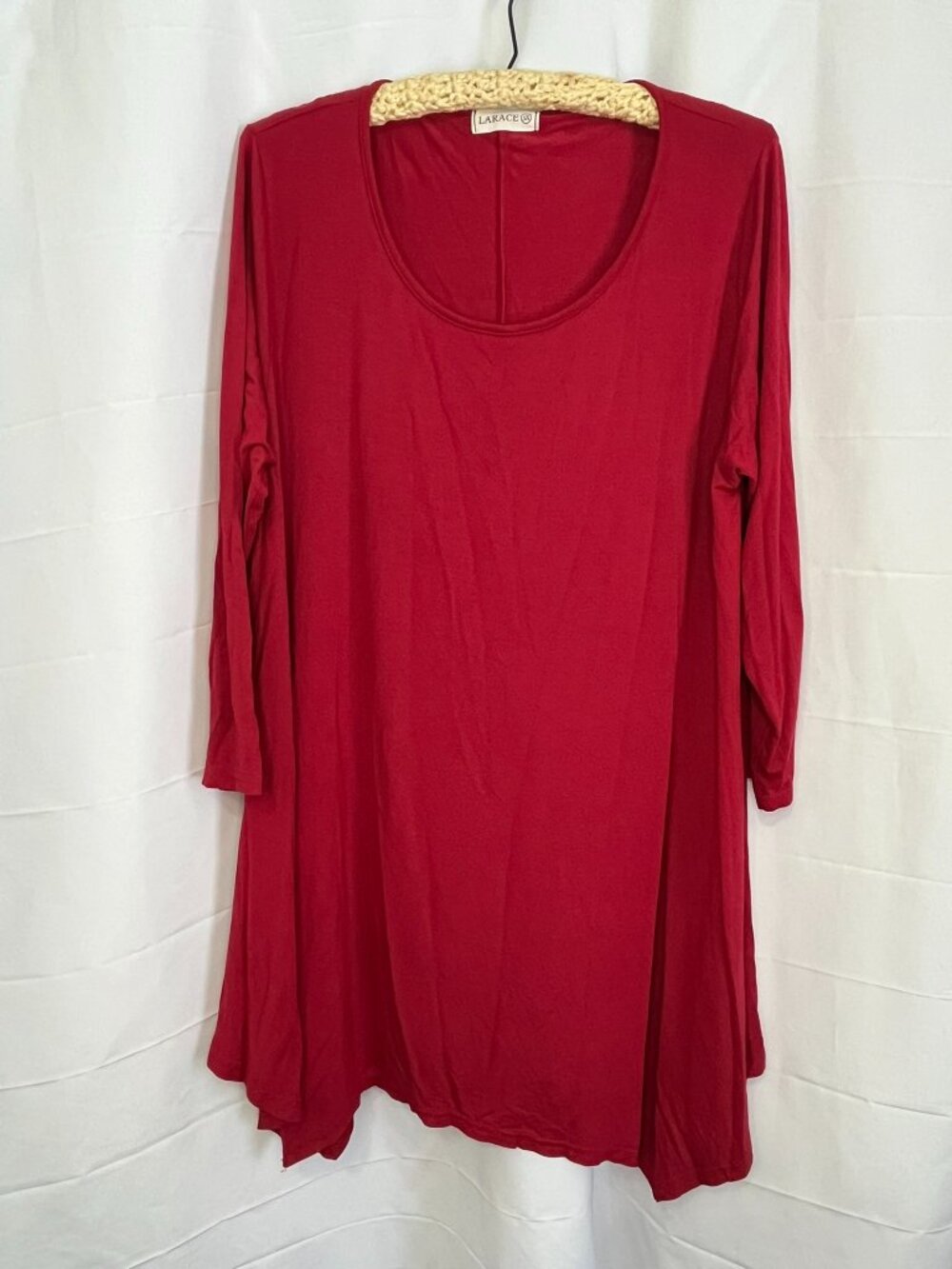 Larace Women’s Plus Size 3X Maroon Long Tunic Round Neck 3/4 Sleeve